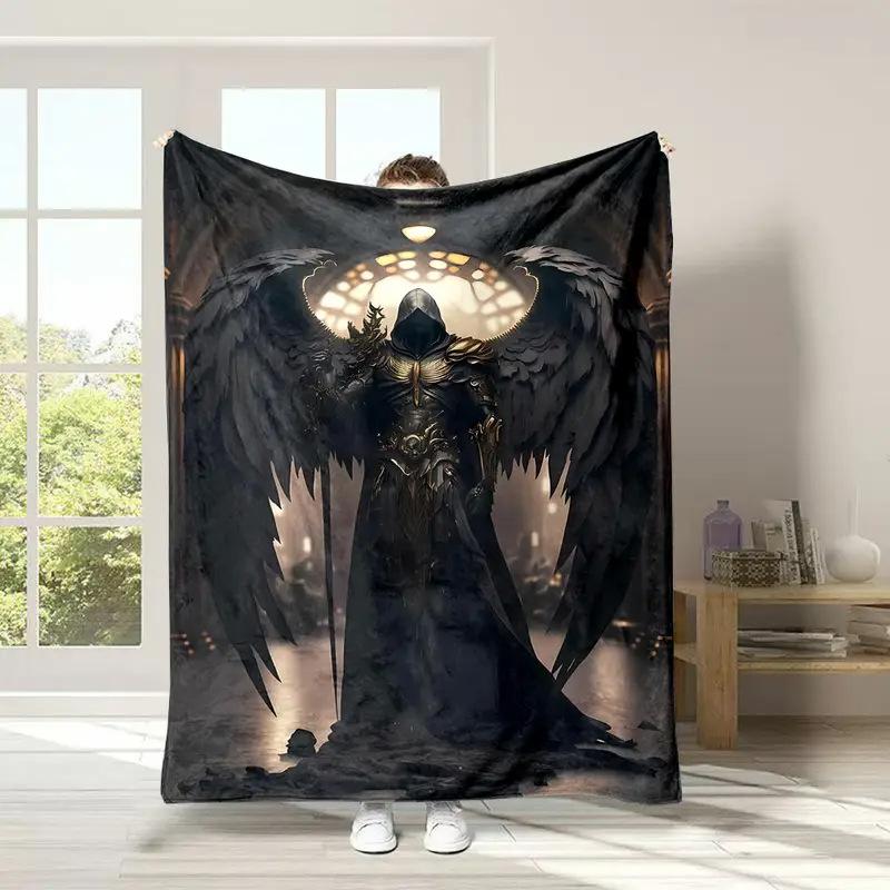 Grim Reaper Digital Printed Flannel Printed Blanket Home Decor Lightweight Halloween Horror Prank Blanket