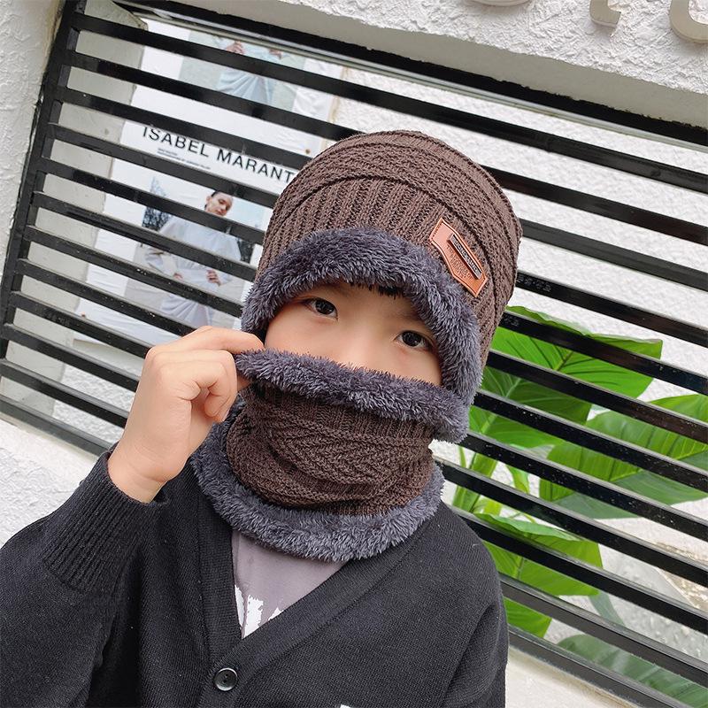 Winter Knitted Fleece-Lined Hat & Scarf Set for Men, Women & Kids - Thick Wool Parent-Child Cap