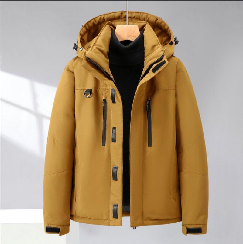 Detachable Hooded Fur Collar Cold Resistant Men's Winter Cotton Jacket Thickened Warm Lightweight Casual Loose Comfortable Cotton Clothes