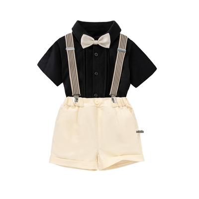 Boys' Summer Two-Piece Short Sleeve Overalls - First Birthday Outfit
