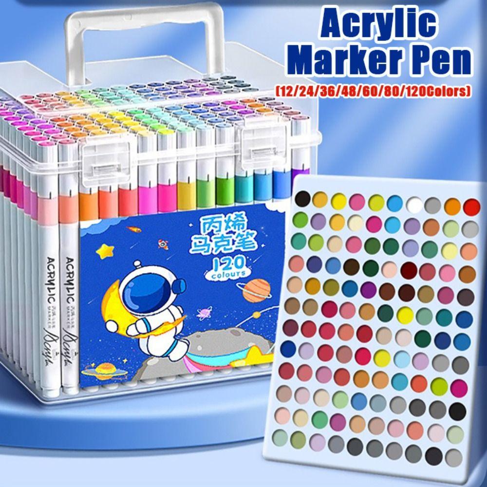 12-120 Colors Stackable Color Acrylic Marker Pen Washable Art Painting Markers  Stone Paint