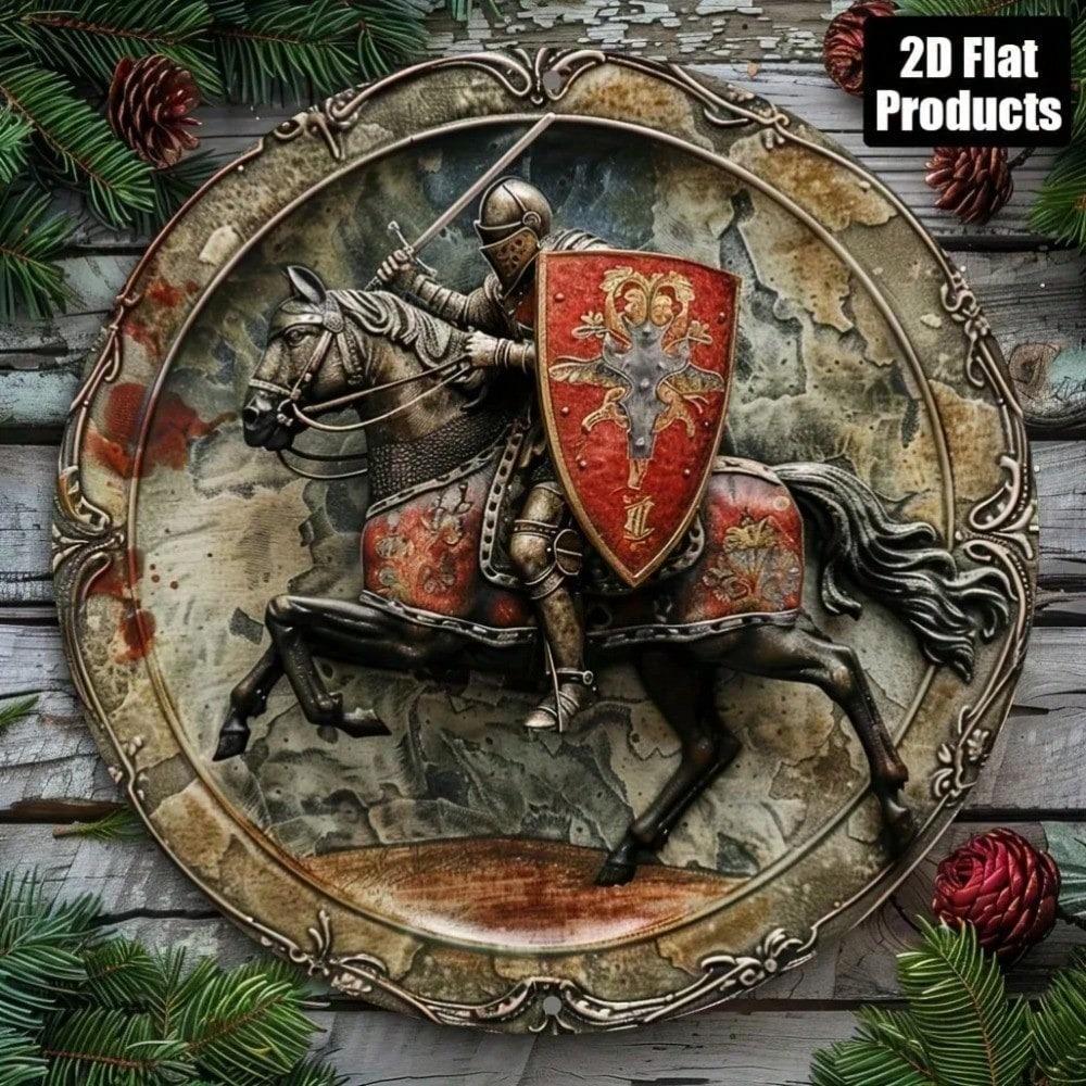 1PC Round Aluminum Metal Sign Knight Decor Wall Art Home Bar Cafe Pub Garage Man Cave Decorative Plaque