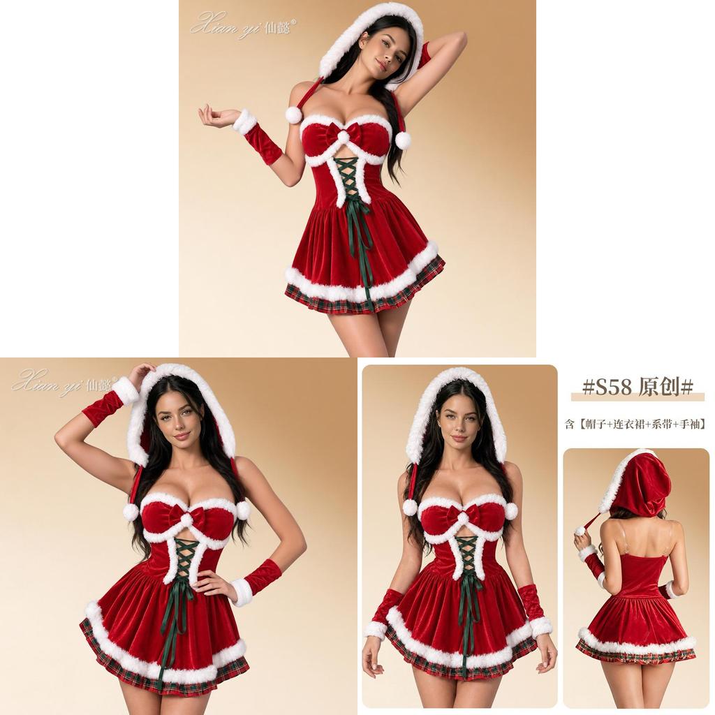 Christmas Sexy Lingerie Costume For Women With Polyester Fabric For Festive Role Play
