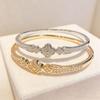 European & American Fashion Zirconia Four-Leaf Clover Bracelet: Sparkly Flower Design Wristband for Women