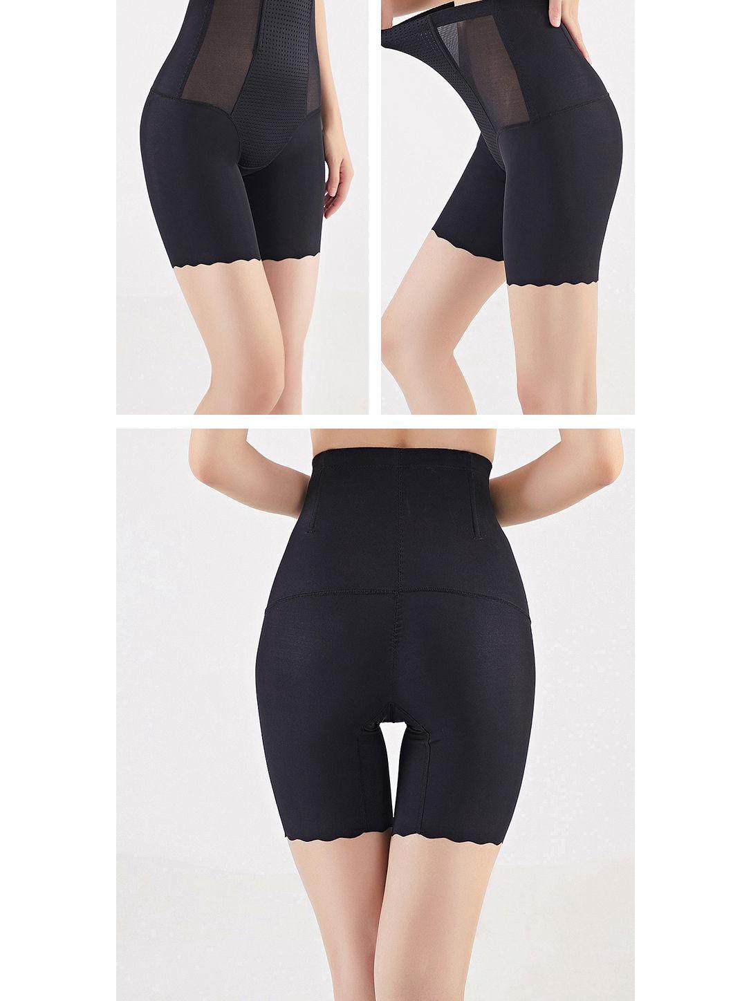 

Бесшовные корректирующие брюки телесного цвета с высокой талией: Дышащая сетка, хлопковая вставка в паху, удобная поддержка живота и поддержка бедер для женщин. XL: 90-110 lbs чёрный