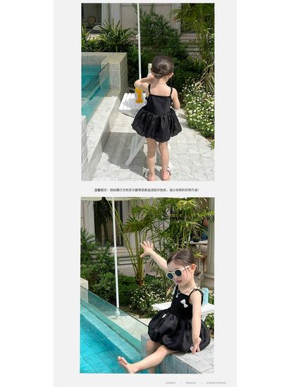 Sweet Baby Summer 2025 Bow Black Sling Princess Swimsuit for Kids