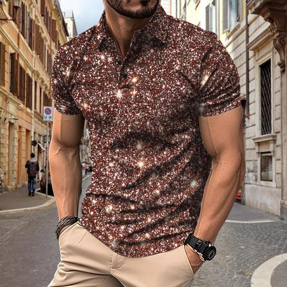 Maglietta casual da uomo POLO con bottoni e stampa Top