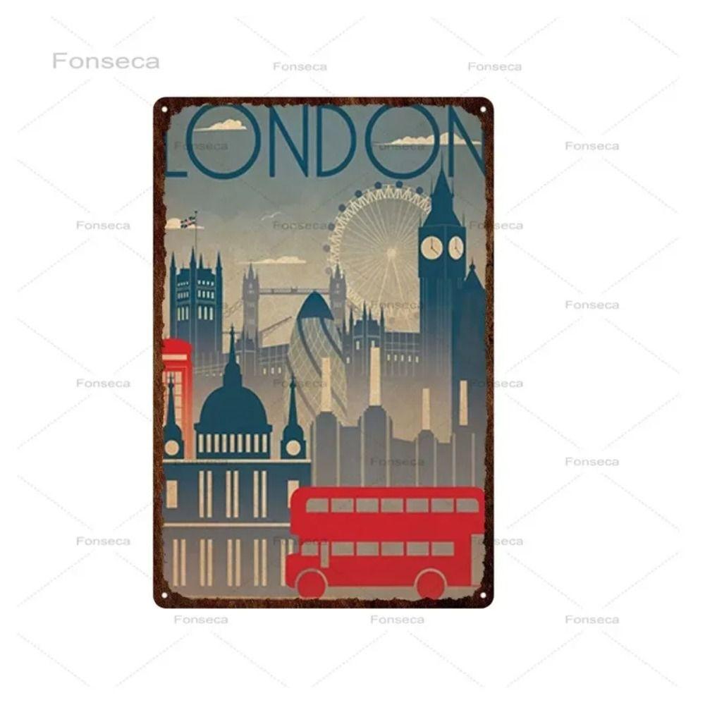 Metal Sign London Retro Wall Decor 20x30 cm