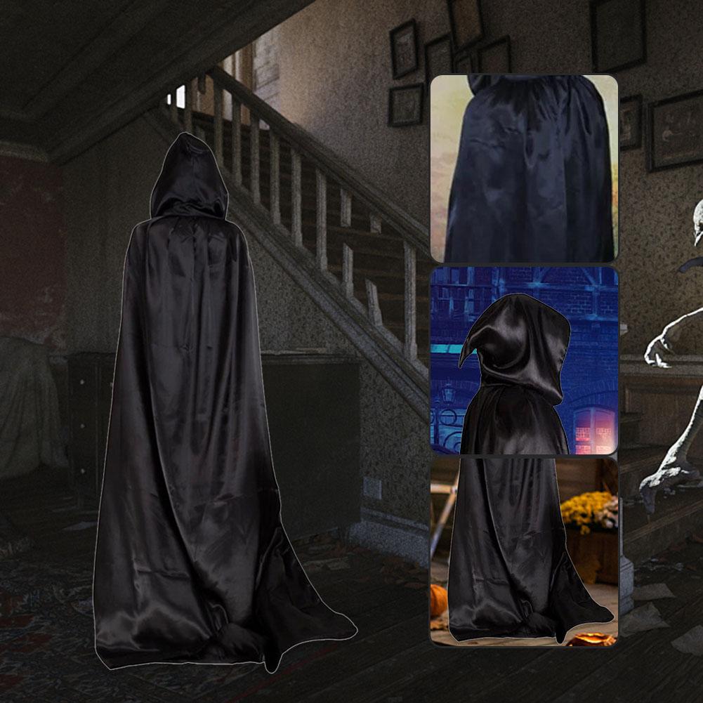 Unisex Black Hooded Cloak Witch Cosplay Accessories Costumes Masquerade Family Celebration Decor Halloween Party Cosplay Costume