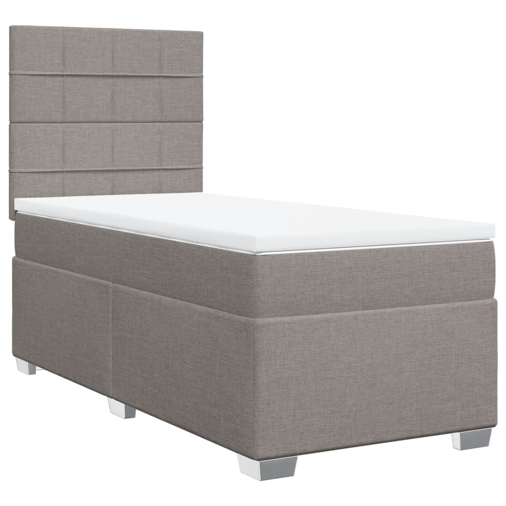Vidaxl Letto Continentale Con Materasso, Taupe, Tessuto, 90X200 Cm