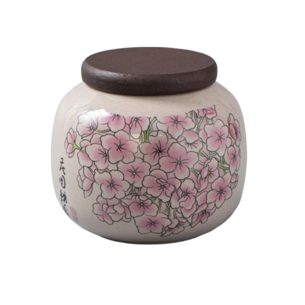 Ceramic Traditional Chinese Tea Canister Moisture Proof Spice Jar Tea Storage Jar Living Room Style H
