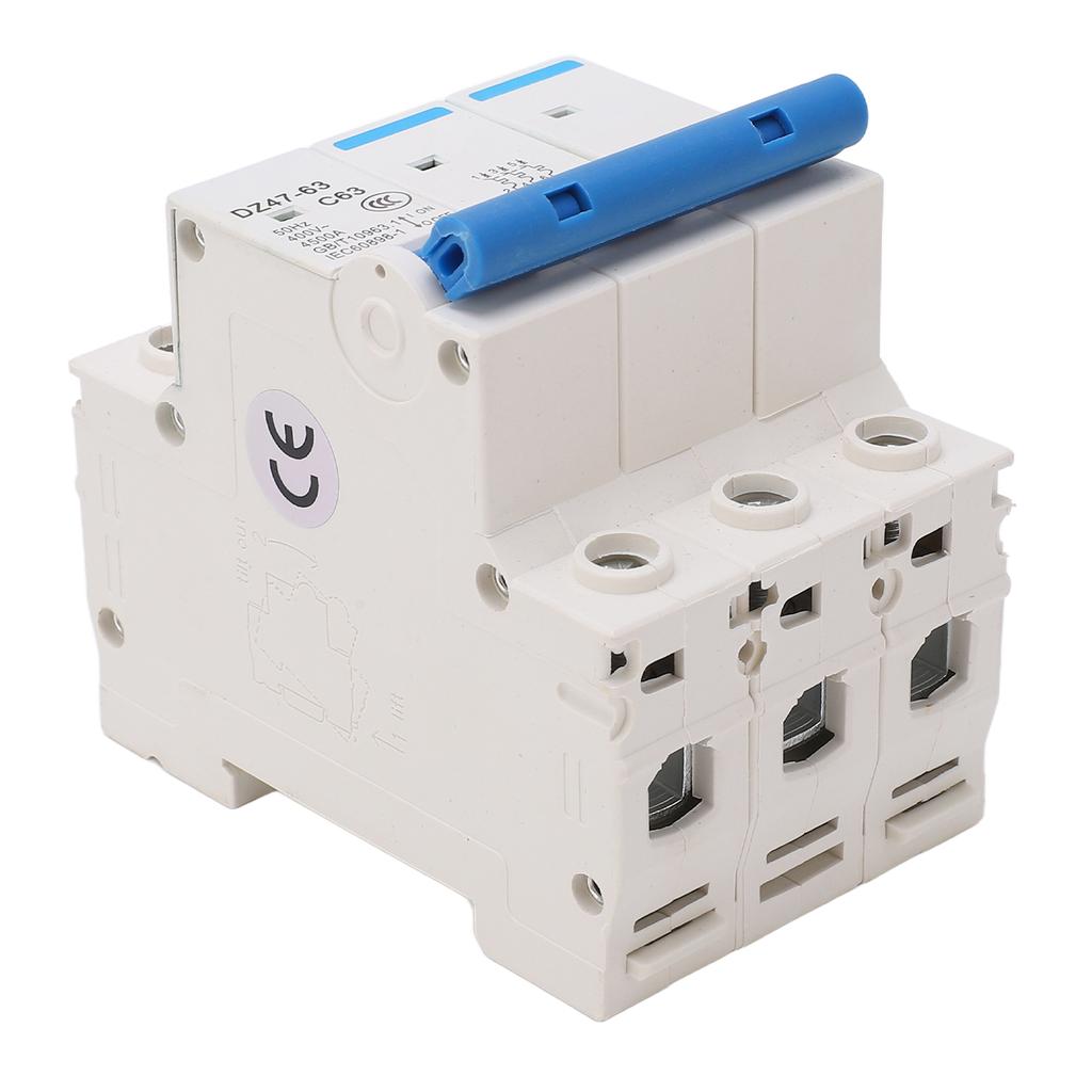 3P Miniature Circuit Breaker DIN Rail Mount Low Voltage Overload Protection Switch 400V 63A