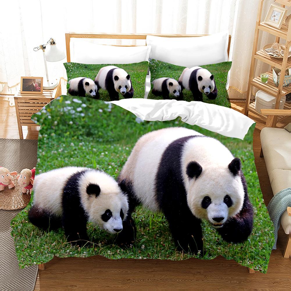 3D Panda Bedding Set Lovely China Black White Animal Duvet Cover King Queen Bamboo Comforter Cover 2/3Pcs Quilt Cover
