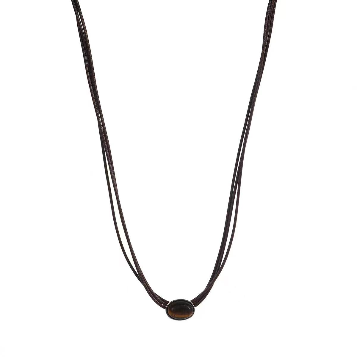 Maillard Wind Tiger s Eye Stone Necklace Niche New Design Versatile Clavicle Chain Neck Chain Tide