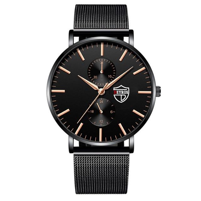 

Mens Fashion Ultra Thin Watches Men Business Casual Quartz Wrist Watch Luxury Black Stainless Steel Mesh Belt Watch Reloj Hombre