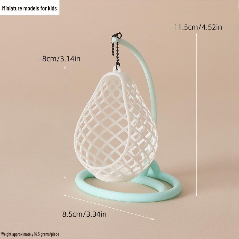 Dollhouse Hanging Basket Ornament - Miniature Swing Chair Decor for DIY Sandbox Furniture