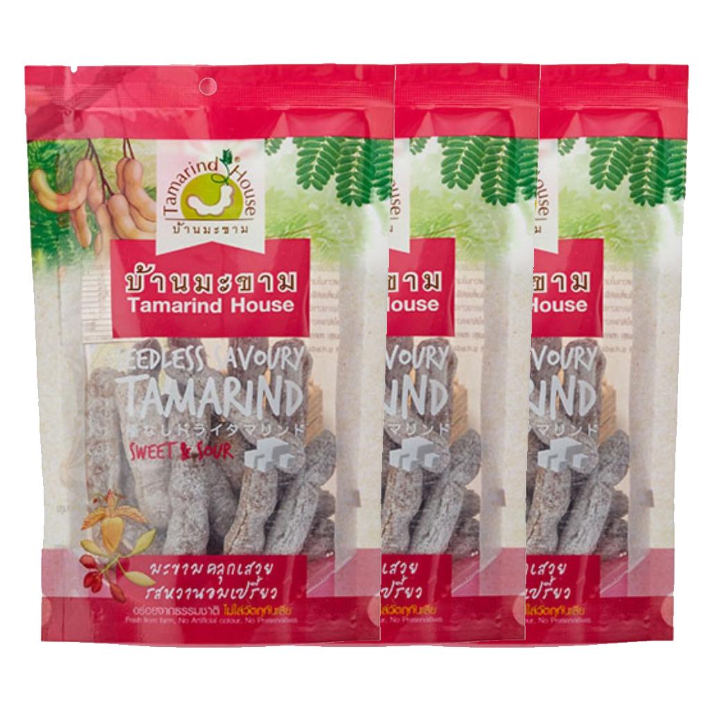 Tamarind House Smak tamaryndowca bez pestek o smaku śliwki / Kwaśno-pikantny / Słodko-kwaśny 90 g. x 1/3 szt. - tajska przekąska