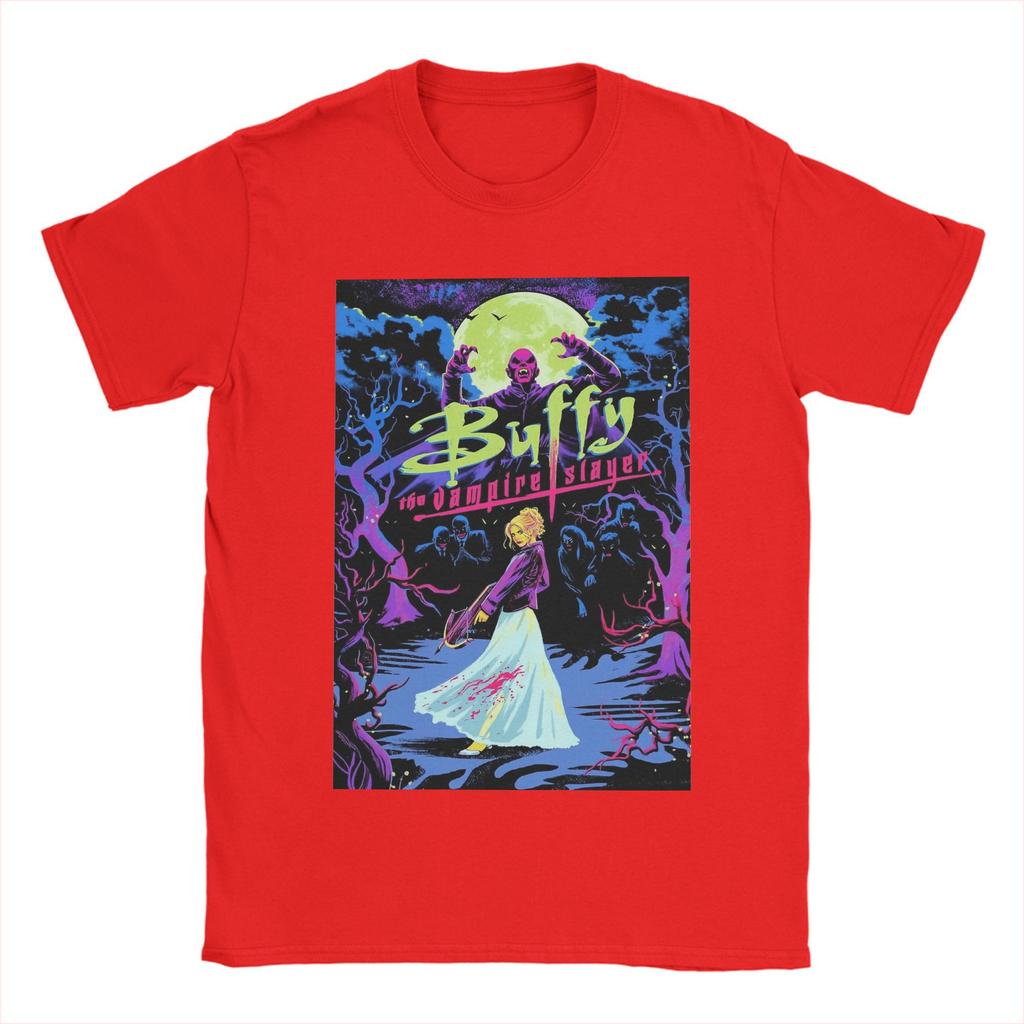 Men's Buffy the Vampires Slayer T Shirts Horor Movie Pure Cotton Tops Funny Short Sleeve Round Collar Tee Shirt Printing T-Shirt