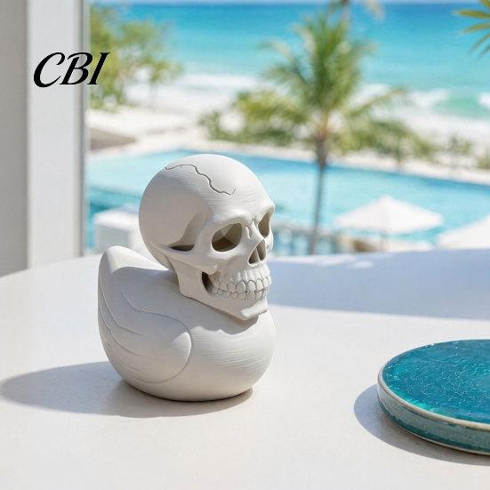 Study Room Desk Accessory 3D Printed Skull Duck Ornament, Gothic Figurine, Creative Office Counter Decorative Piece Halloween Decor for Home