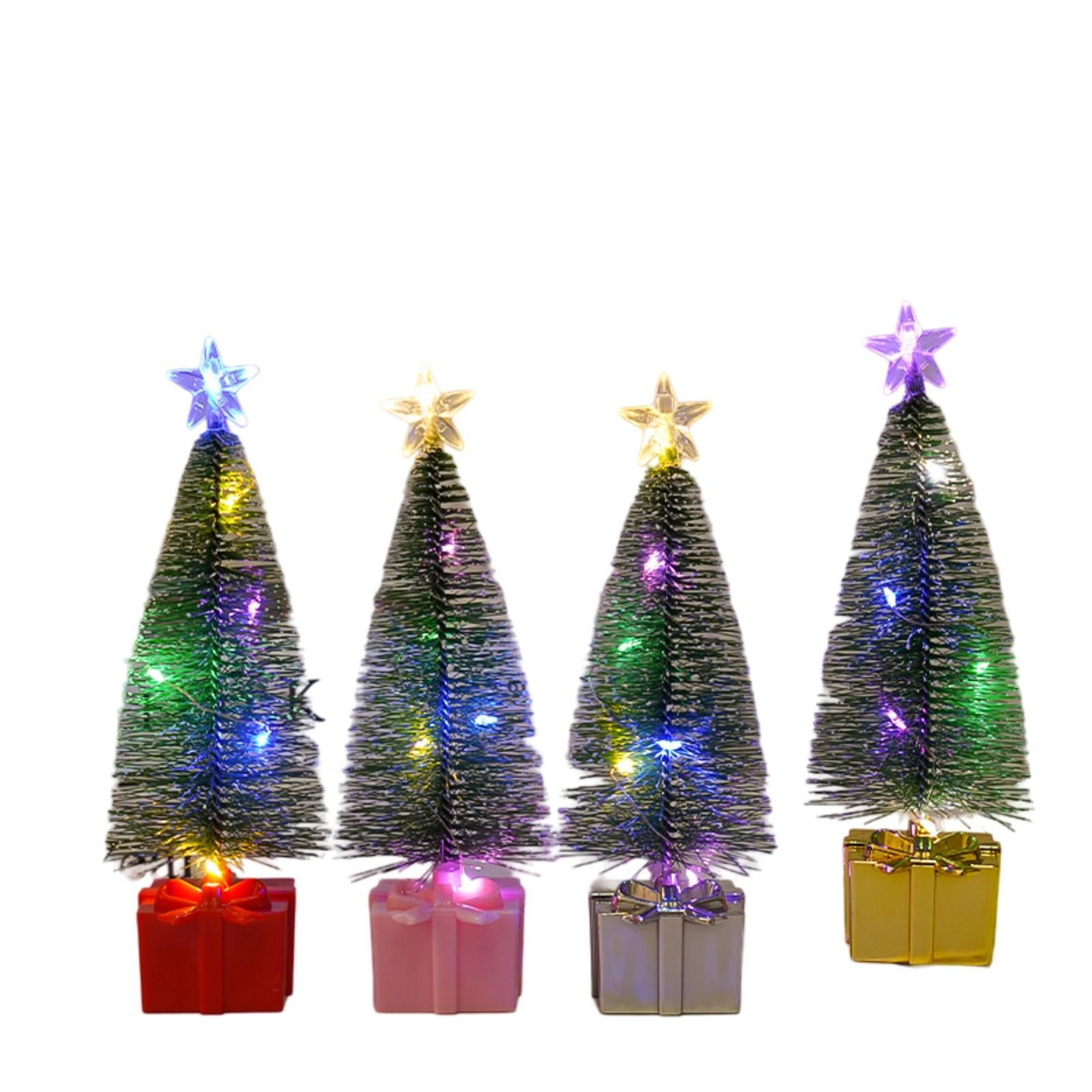 

Светодиодная игла, красочная рождественская елка, светящаяся свеча, креативная маленькая ветряная лампа, настольные украшения, рождественский детский подарок, 4 шт.