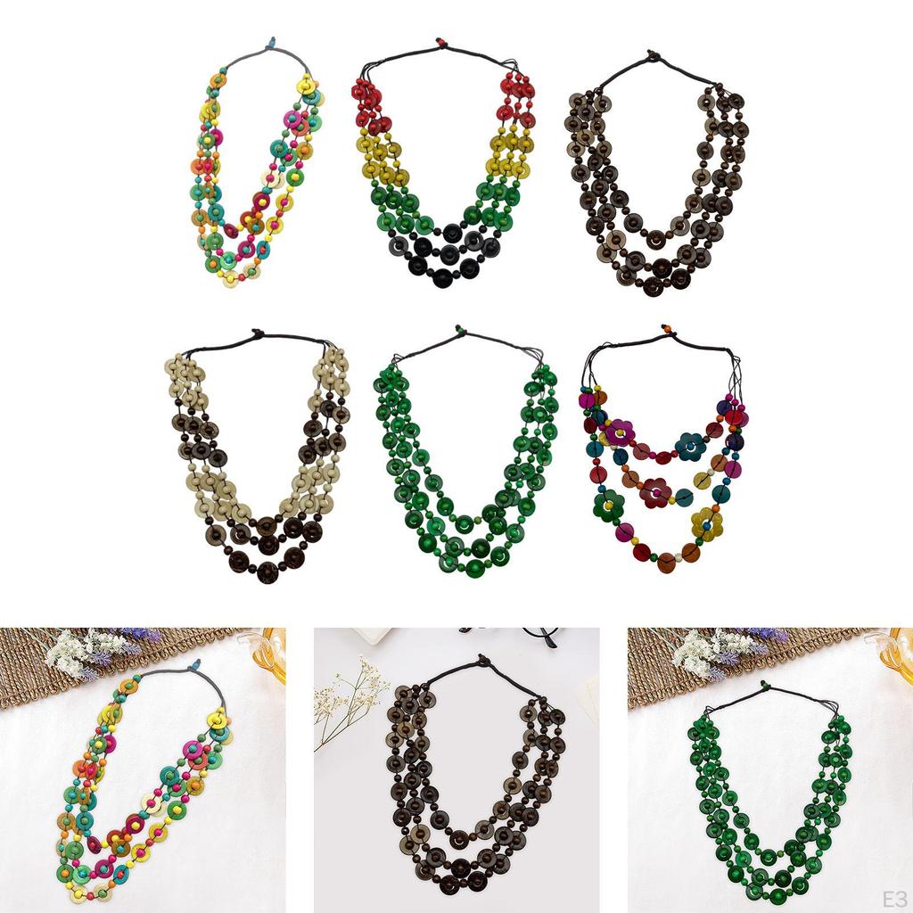 Bohemian Necklace Jewelry Costume Wood Bead for Women Lady Birthday