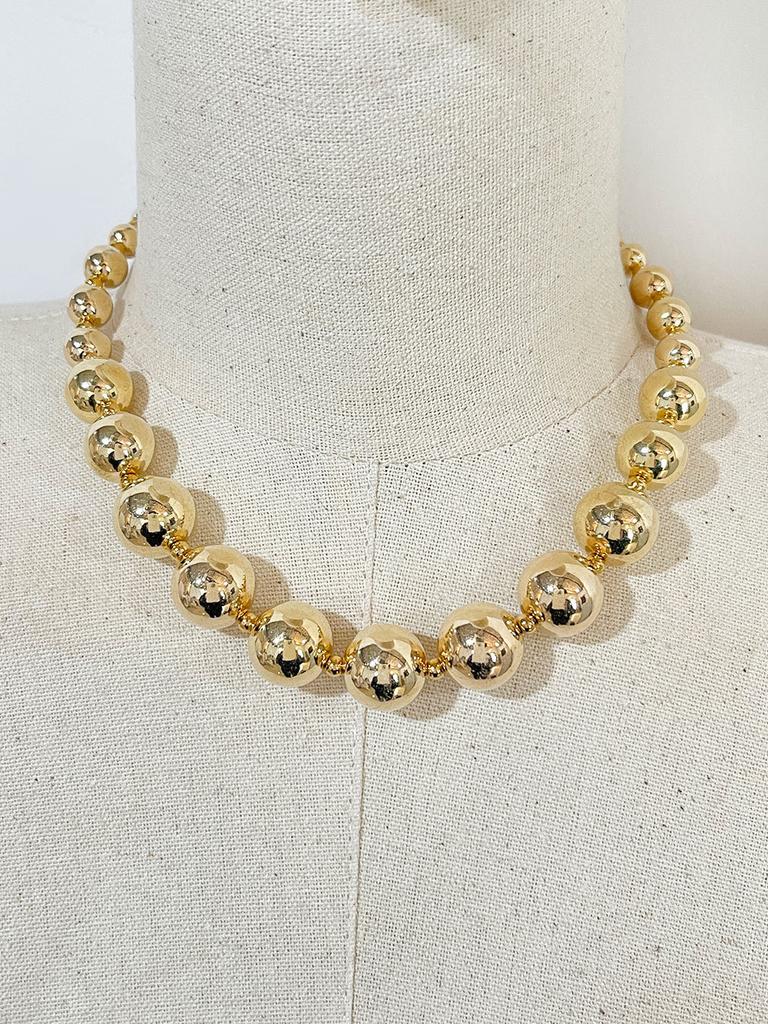 Exaggerated Wind Transfer Beads Personalized Beaded Gold Necklace CCB Round Beads Cold Hip-hop Wind Necklace