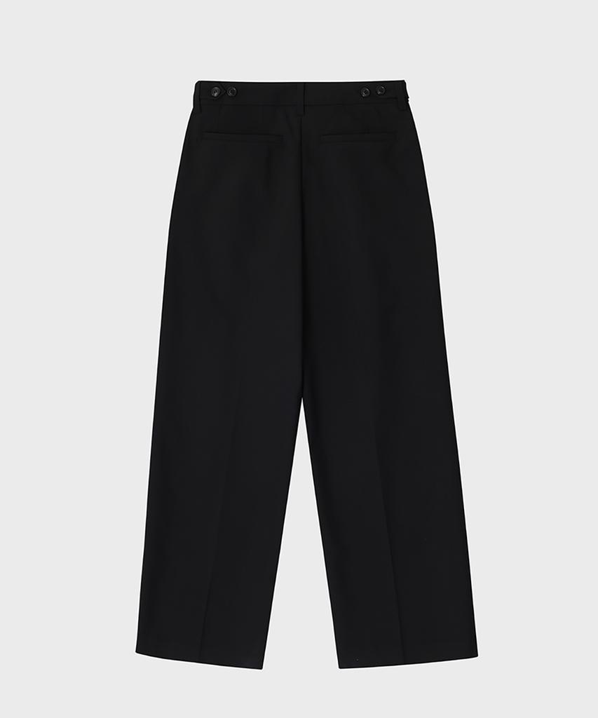 NOIRER FOR WOMAN Summer Wool Single-Pleat Slacks (Black)