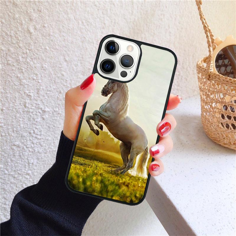 

The Running Black Quarter Horse Phone Case for iPhone 17 Air 16 PRO MAX 15 14 PLUS 12 11 13 Cover Fundas Shell coque iPhone 16pro max