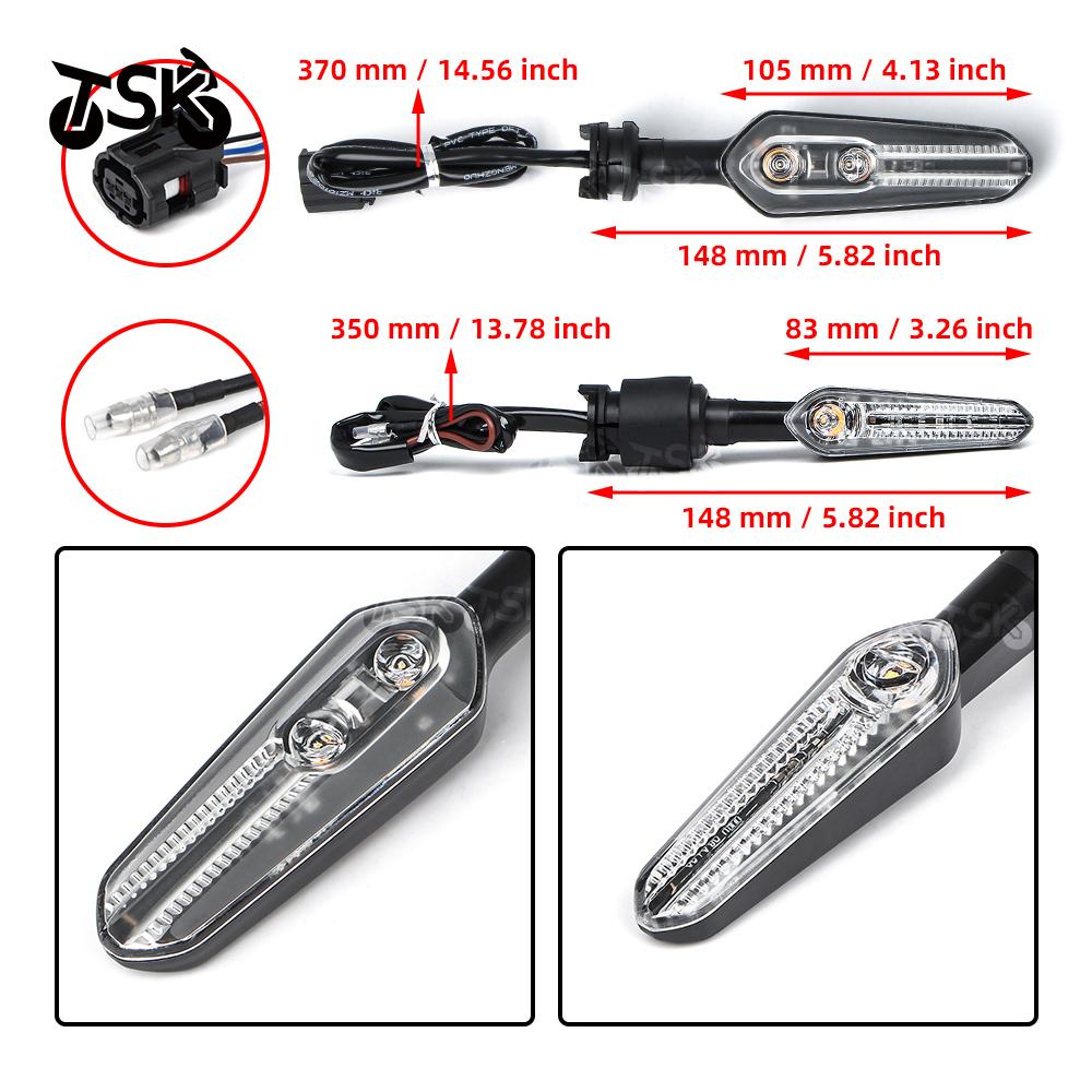 350mm & 370mm Front Rear LED Turn Signal Light For Yamaha YZF-R7 YZF R7 2021-2022 2023 Motorcycle Indicators Lamp Accessories