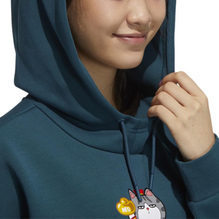 adidas Felpa con cappuccio a manica lunga Neo X Wu Huang Wan Shui Collaboration vestibilità ampia stampata da donna felpa verde H45020