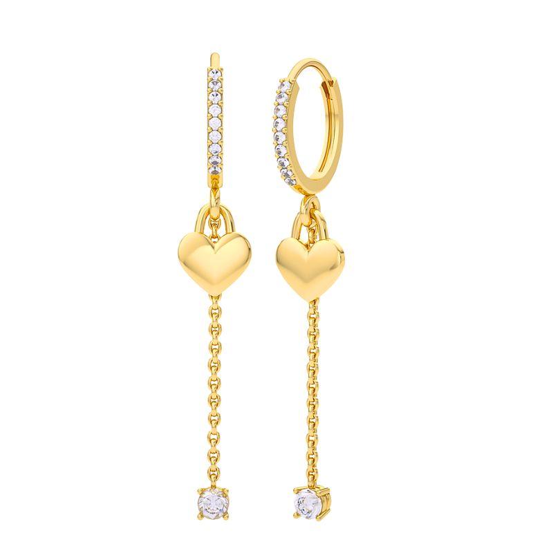925 Silver Ear Needle Exquisite Heart Pendant Hoop Earrings Fashion Geometric Zircon Stud Earrings Women's Fine Jewelry