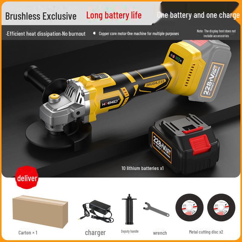 Brushless Lithium-Ion Angle Grinder with HD Display, High Power, and Long-Lasting Large Battery Capacity