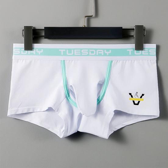 Men Boxer Underwear Letter Print Elephant Nose Design Shorts Briefs Mid-rise High Elasticity Breathable Panties