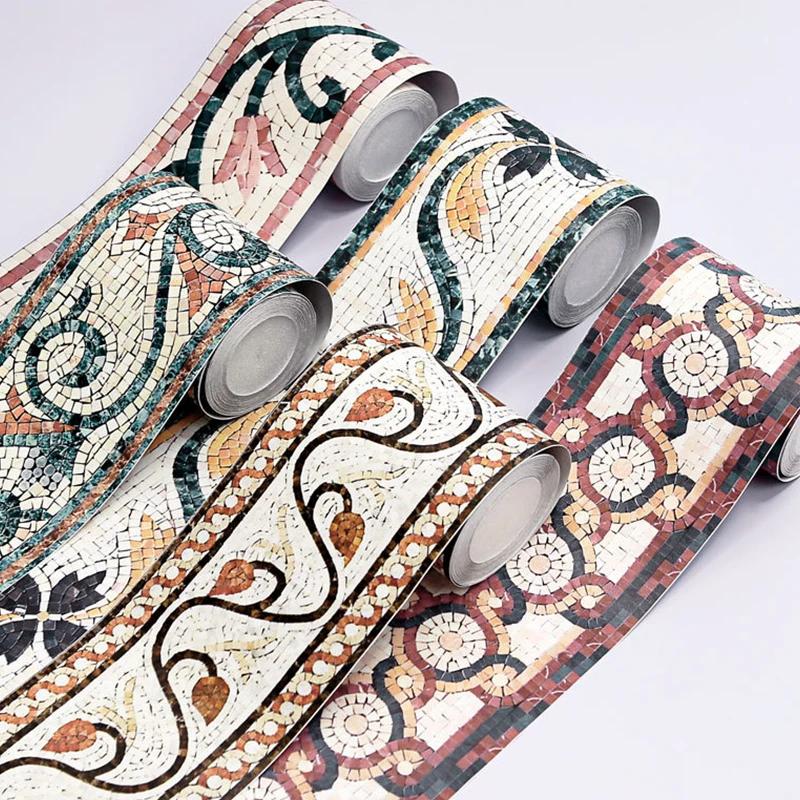 5M/roll 3D Self-Adhesive Wall Trim Line Skirting Border Room Decor Waist Line Household Waterproof Baseboard Wallpaper Sticker