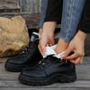Women Fashion Metal Buckle Strap Motorcycle Boots Winter Platform Combat Booties Woman Thick Soled PU Leather Warm Ankle Boots