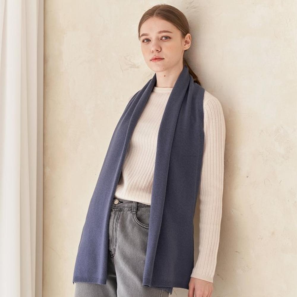 Dal Cashmere Premium Cashmere 100 Knit Scarf Blue Single option