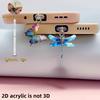 2D Flat 2pcs Beautiful Dragonfly and Butterfly 2D Plane Drawing Acrylic Mobile Phone Dustproof Plug