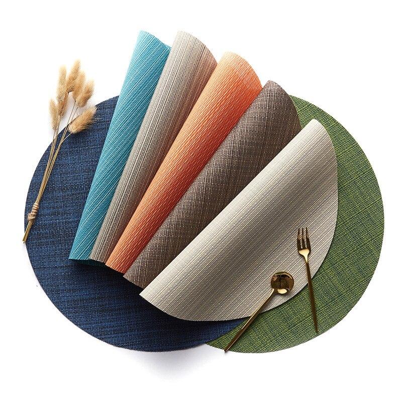4Pcs Non-Slip Round PVC Placemats Heat Insulation Mat Western Nordic Style Dinner Mats Table Mat for Home Hotel Restaurant Decor