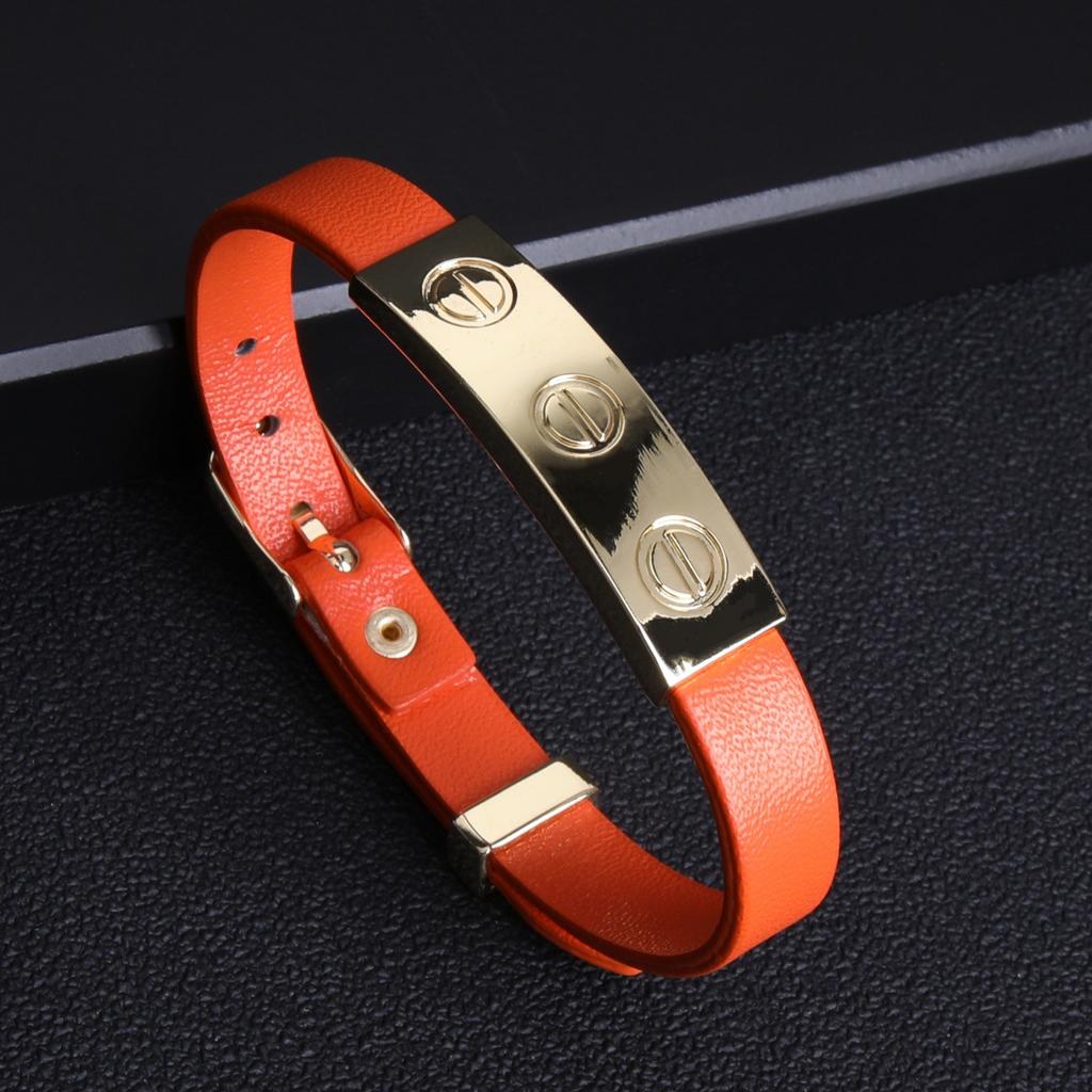 Fashionable Retro Nail Adjustable Leather Stainless Steel Minimalist Design Leather Rope Bracelet