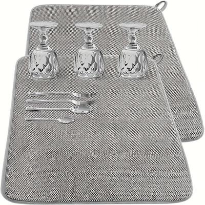 Kitchen Dish Drying Mat Microfiber Absorbent Table Placemat Non-Slip Heat Resistant Drain Pad Cabinet Drying Mats Bathroom Mats