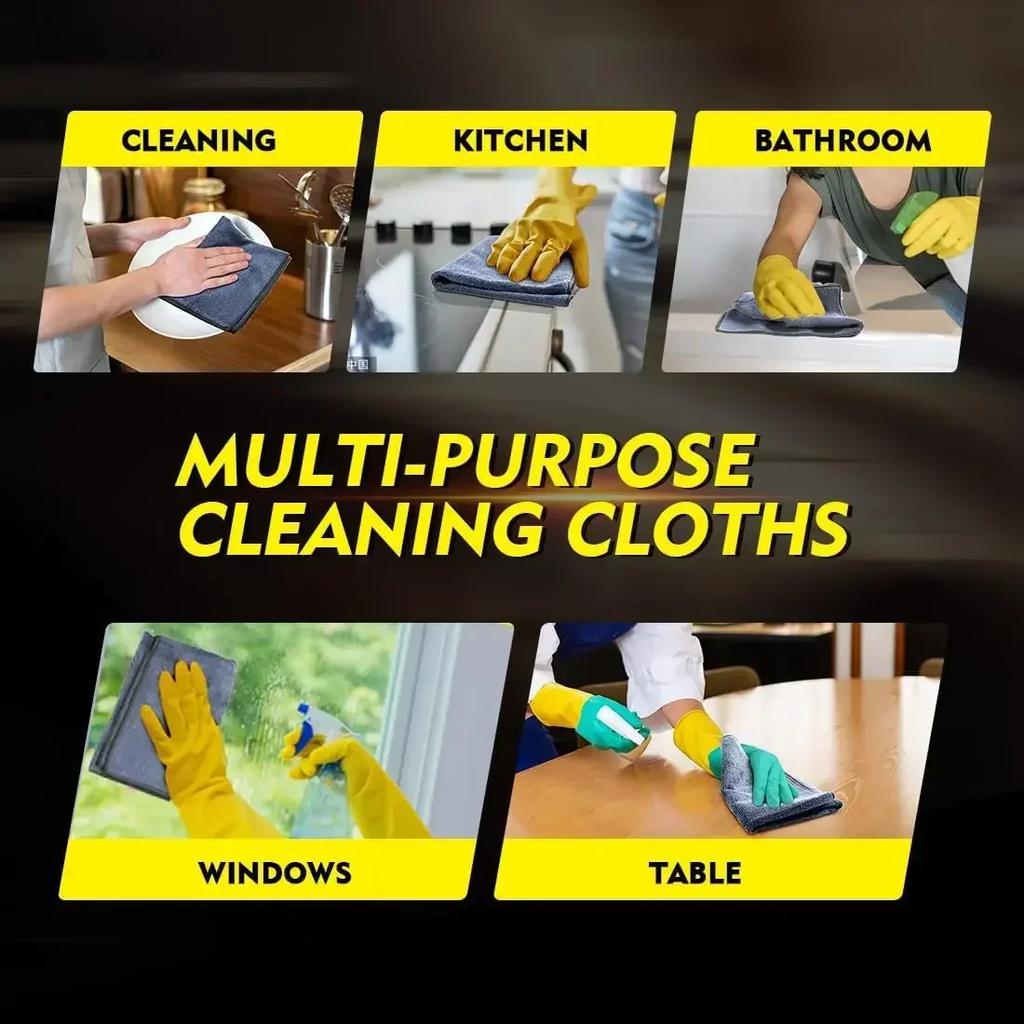 Microfiber Cleaning Cloths 10-Pack - Microfiber Car Wash Cloths - Lint-Free and Streak-Free - For Cars, Kitchens - Windows