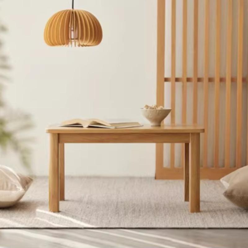 Solid Wood Floor Table, Rectangular Small Coffee Table for Tatami Mat, Low Profile Tea Side End Table for Bedroom Balcony