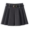 2024 Women's Gray Wool Blend Pleated Midi Skirt – High Waist A-Line for Autumn/Winter