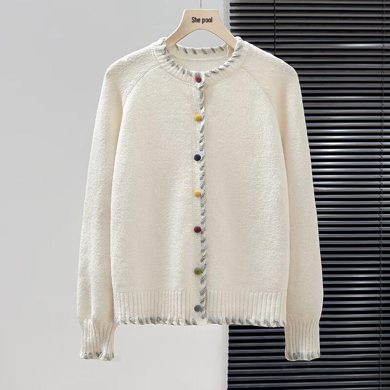 

Women s Cozy Wool Blend Round Neck Knitted Cardigan One Size