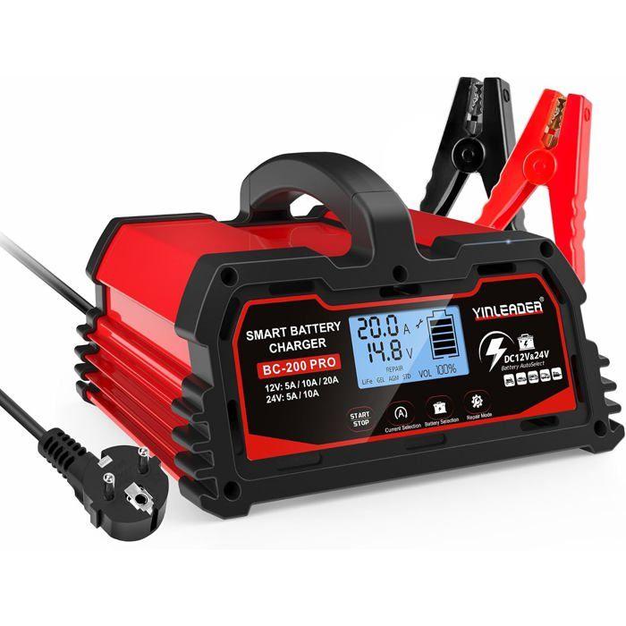 Battery Charger and Maintainer, 12V 20A / 24V 10A, LCD Display