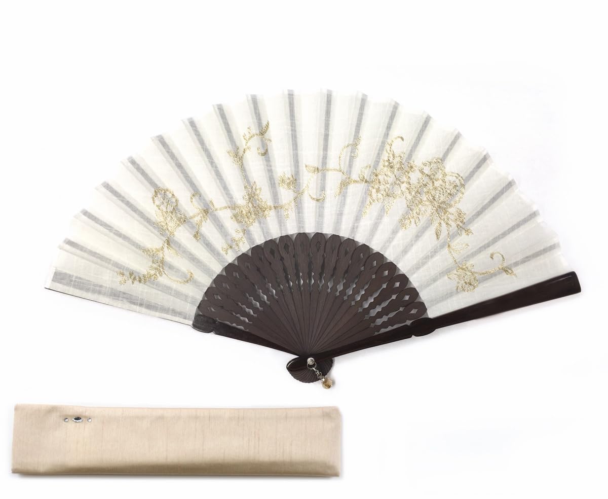 

бренд складных вееров, сочетающий традиционное мастерство и современность Для женщин японская одежда складной подарок на День [HOSEKKEN] [Высококлассная чувственность] бежевый