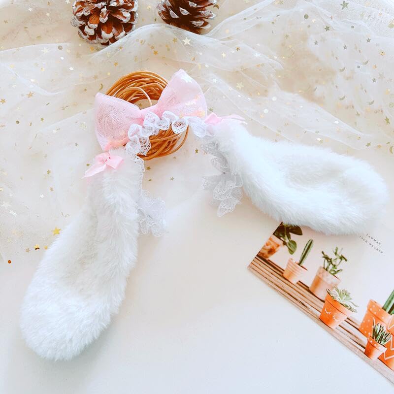 Fluffy Drop Ear Headband for Plush Toys [For 15-20cm Plushies], White, Fluffy, for Plush Toys, Otaku Activities, and More