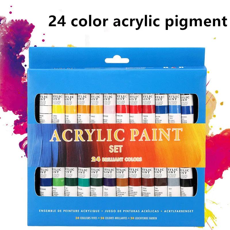 DIY24 Color Acrylic Paint Set Non-toxic and Durable 12ml Tube Drawing Painting Pigment Hand School Wall Artist Supplies