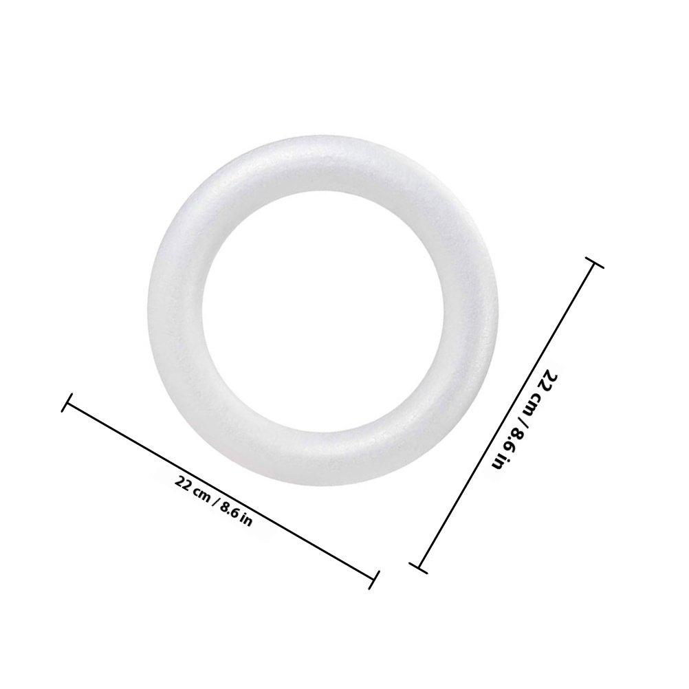 

3Pcs White Foam Wreath Circles Polystyrene Round Foam Craft Rings for Wedding Floral Party DIY 25x39cm Round Craft Rings 25X25X3.9CM