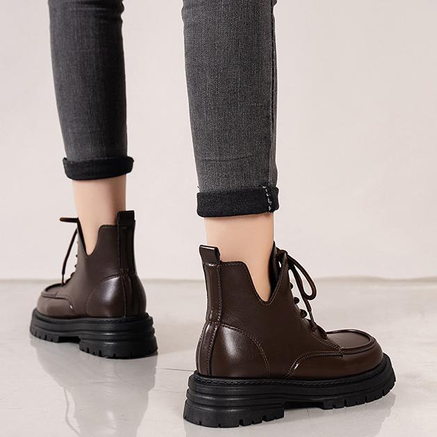 New Women Ankle Boots Autumn Winter Platform Lace-up Fashion Women Punk Boots Thick Sole Combat Boots